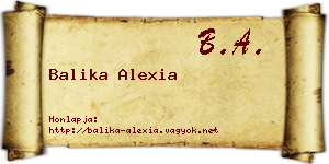 Balika Alexia névjegykártya